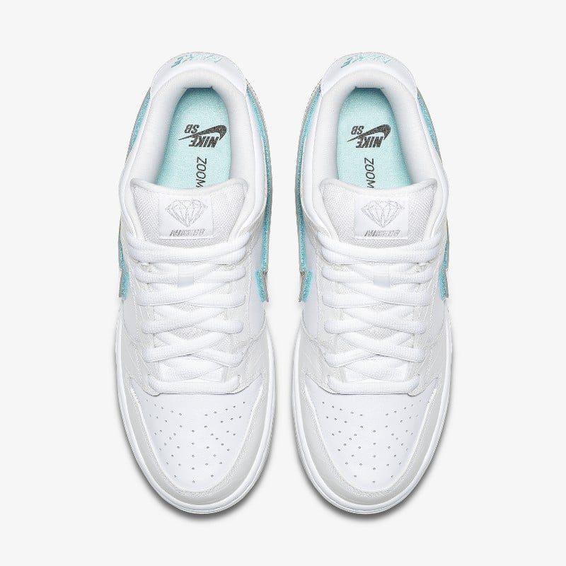 nike sb dunk white diamond